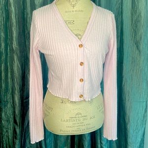 StreetWear Society M Pink Long Sleeve V- Neck Button Down Cardigan Sweater